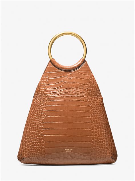 michael kors croc embossed tote|Ursula Large Crocodile Embossed Leather Ring Tote Bag.